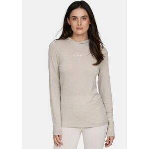 LE BENT Womens Merino Wool Featherweight Hooded LS Crew Hoodie S Natural NWT